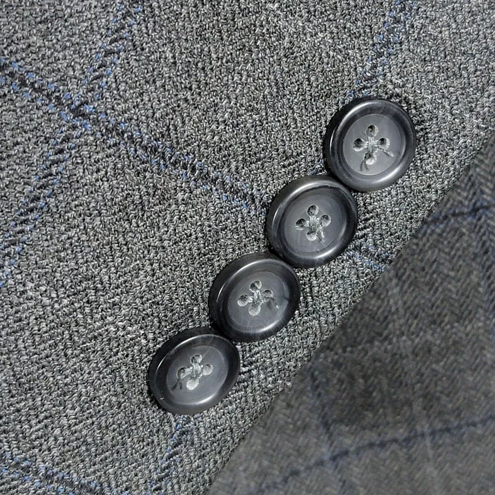 Pronto Uomo Platinum Men's Sport Coat Two Button Gray Plaid Herringbone Size 42R